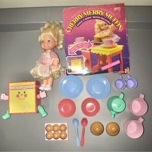 Vintage Cherry Merry Muffin Doll & Snack 'N Serve Gift Set